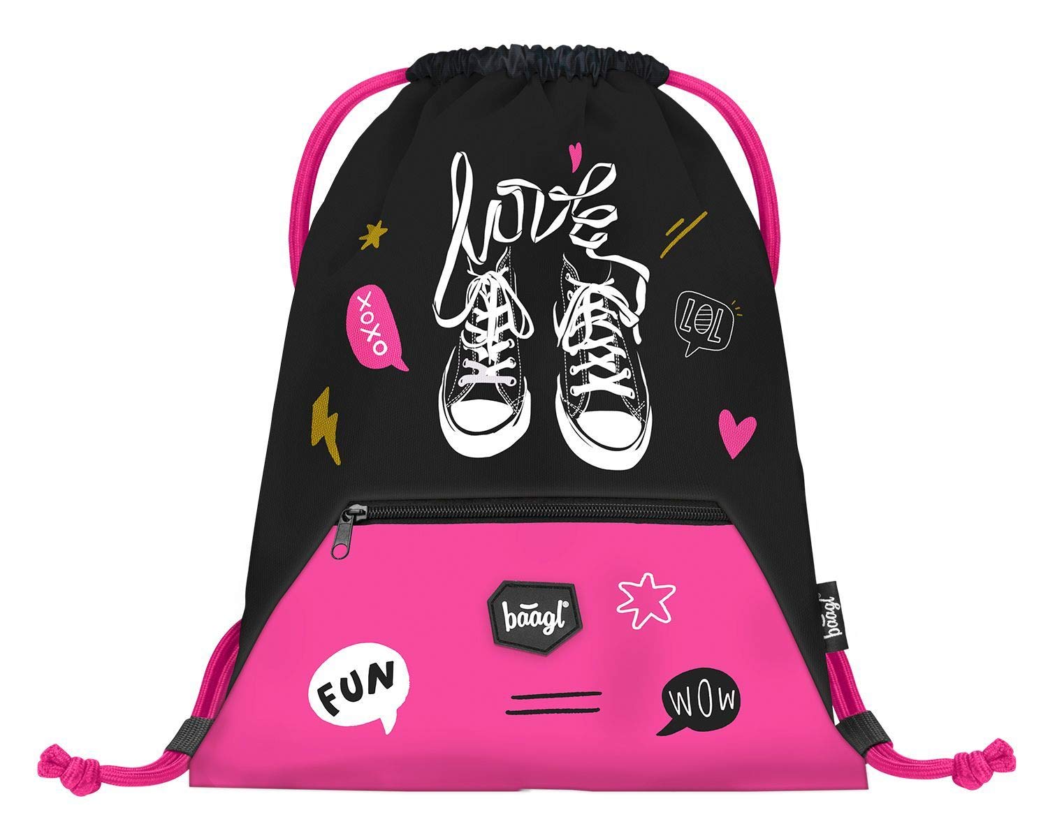 Baagl Schulrucksack Set Mädchen 3 Teilig - Schultasche ab 3. Klasse - Grundschule Ranzen mit Brustgurt - Ergonomischer Schulranzen (Turnschuhe)