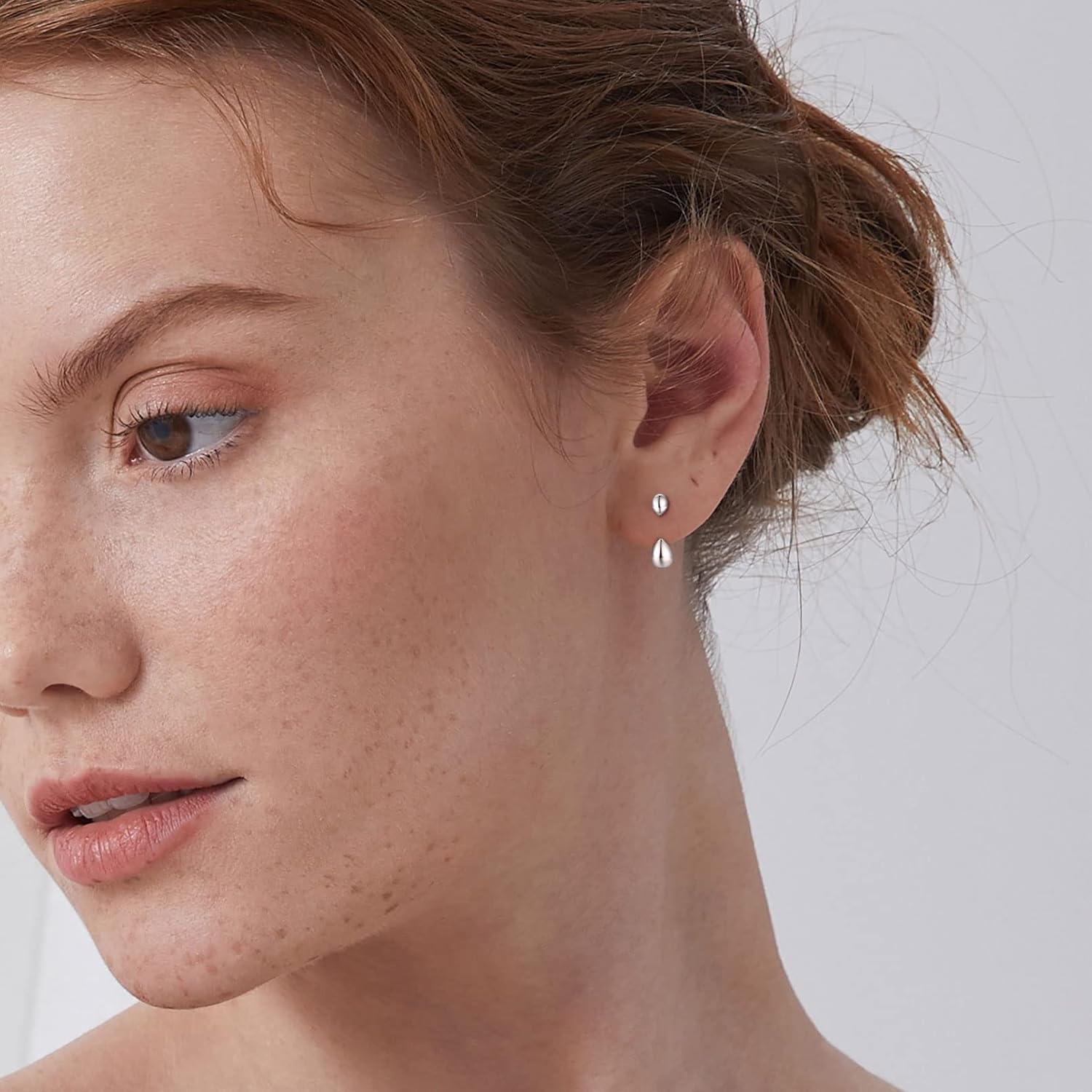 ChicSilver 925 Sterling Silver Ear Jacket Earrings Studs Simple Droplet Front Back Earrings for Women - Image 3