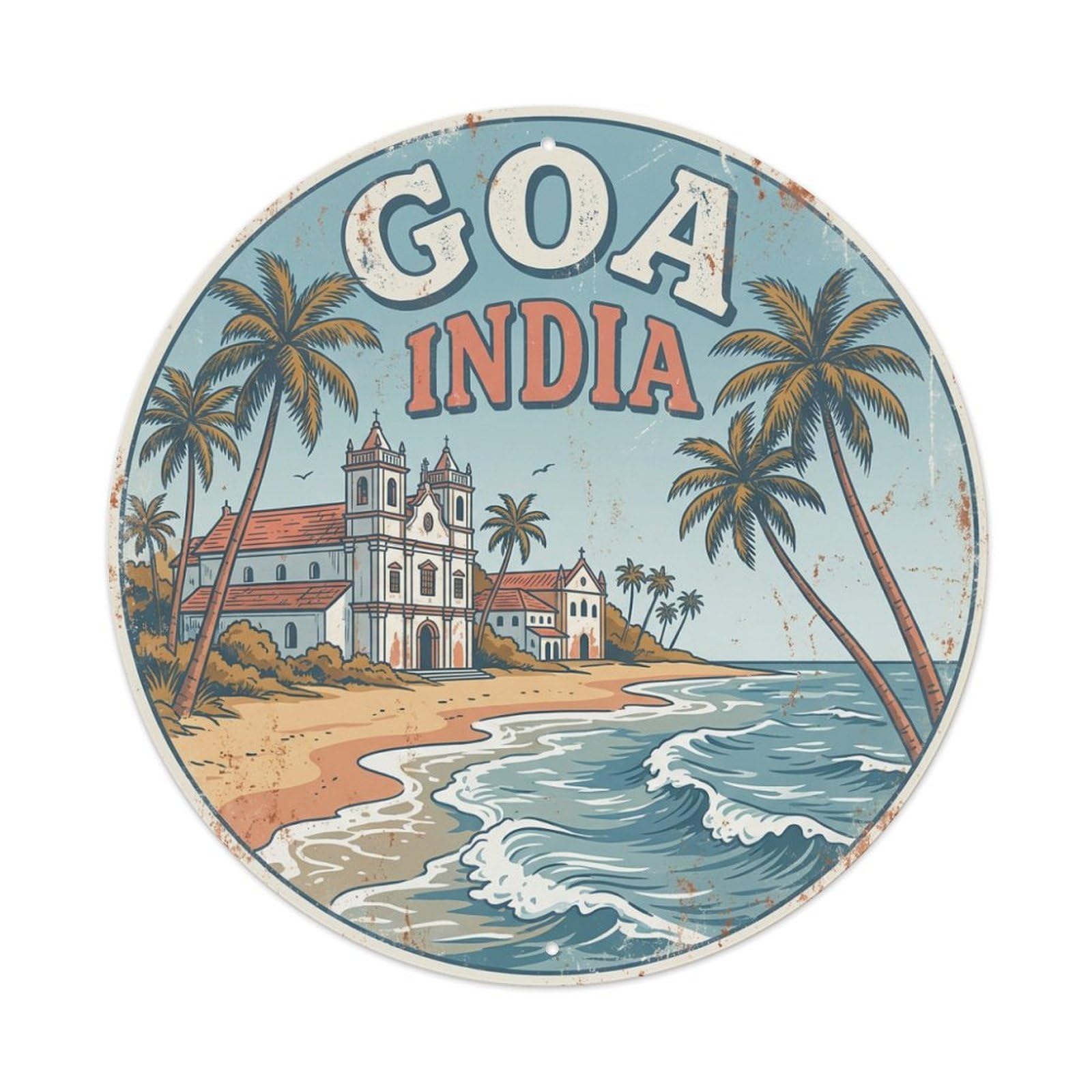 Retro India Travel Goa Metal Tin Sign