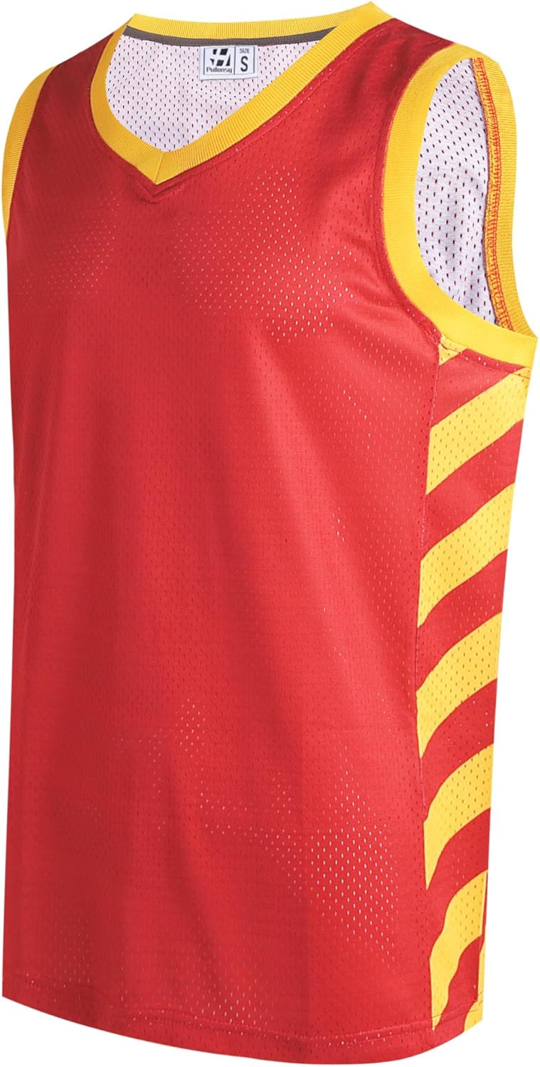 Pullonsy Men's Mesh Athletic Basketball Jersey V-Neck Hip Hop Sports Shirts Fans Tank Top