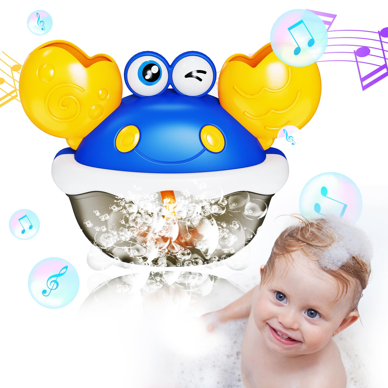 Amazon.com: Toddler Bath Toys, Crab Bath Bubble Machine, Rechargeable ...