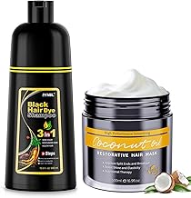 Ivnil Black hair dye shampoo and coconut oil hair mask set
