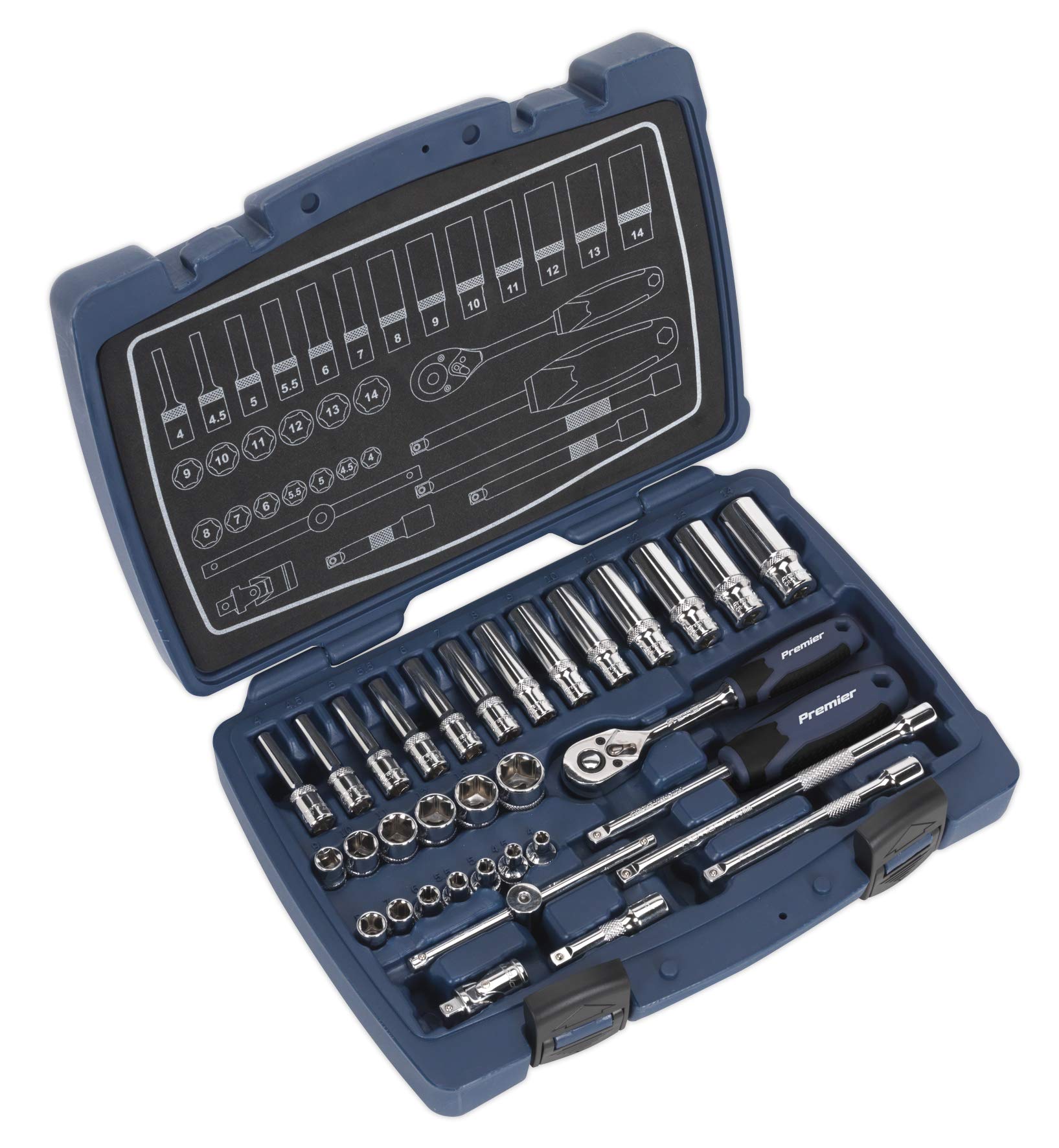 Sealey Ak8990 Socket Set 33Pc 1/4In Sq Drive 6Pt Walldrive Metric