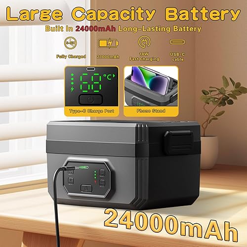 Miniatura 3 de Swingers Lonchera con calefacción, 1.6 l, con autocalentamiento, alimentada por batería, lonchera eléctrica de 24000 mAh para adultos, uso de