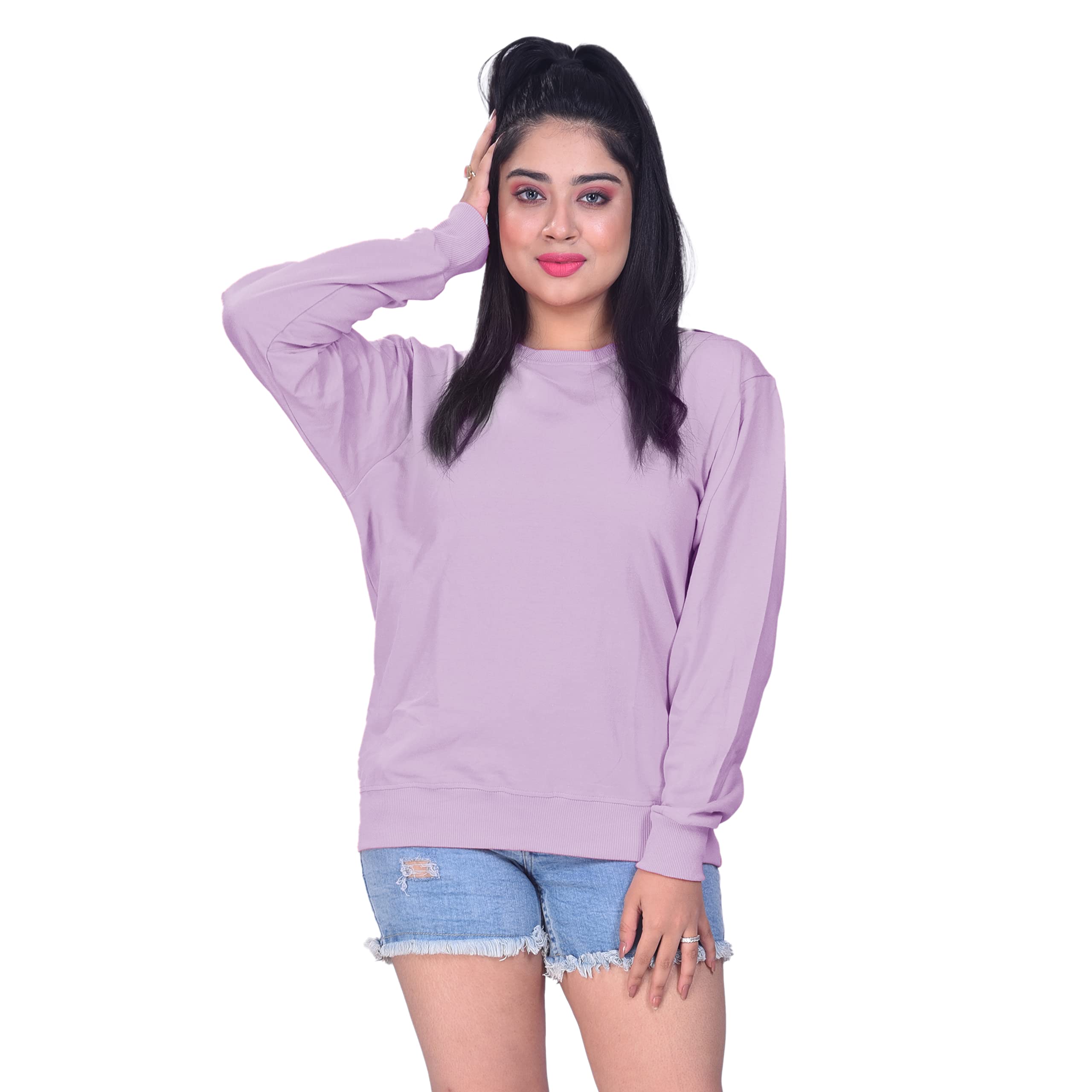 Custom DotsWomen's Sweatshirt | Cotton Crew Neck and Ribbed Hems Stylish Full Sleeve T-Shirt I Tees for Light Warm Winter | Regular Fit | Casual Smart Look