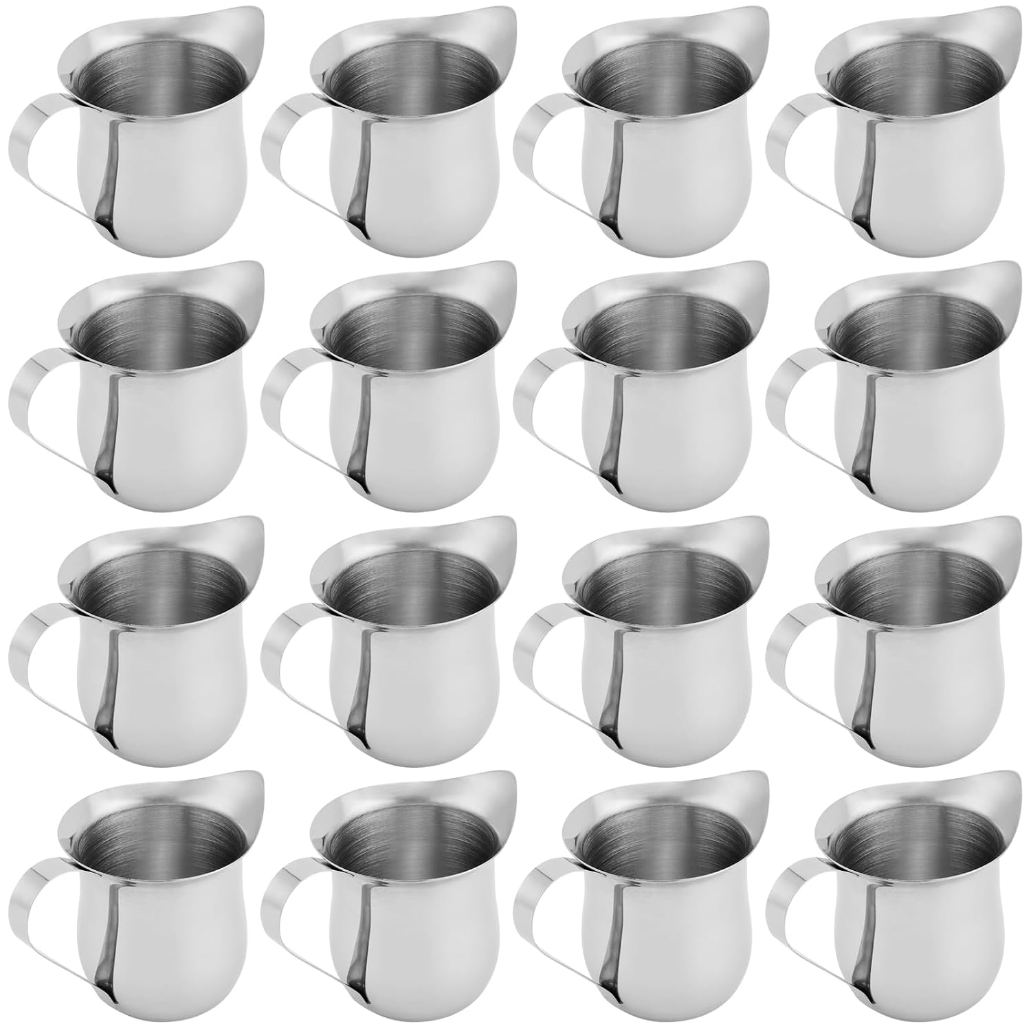 KEILEOHO 8 PCS 2oz Stainless Steel Bell Creamer, Wide Mouth Creamer Pitcher, Small Bell Creamers Cup for Sauce, Cream, Milk, Coffee