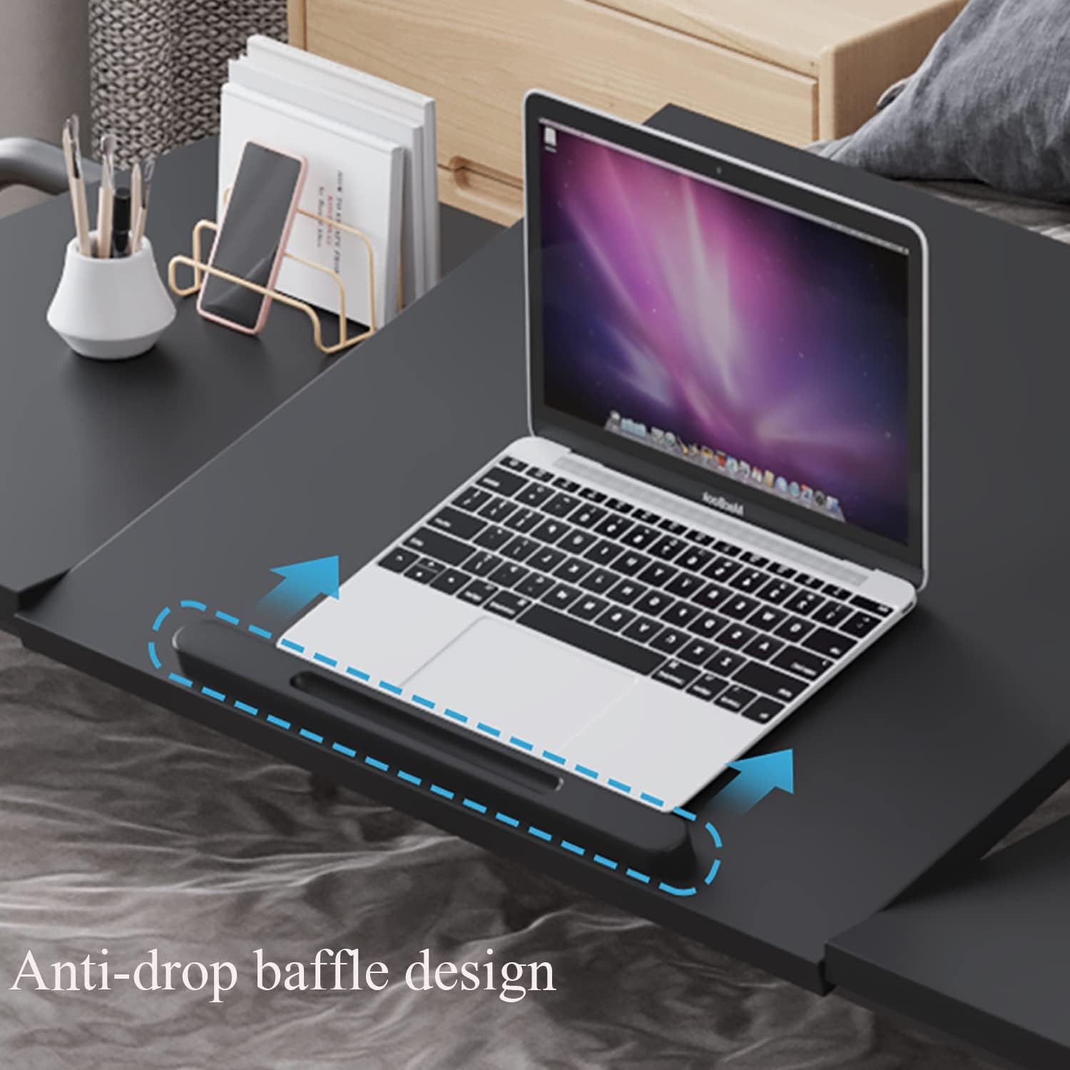 Überbetttisch mit Rollen, Höhe und Länge verstellbar Rolltisch Medizinischer Betttisch Mobiler Laptop Wagen Schreibtisch Computertisch Bartisch für Zuhause und Krankenhaus