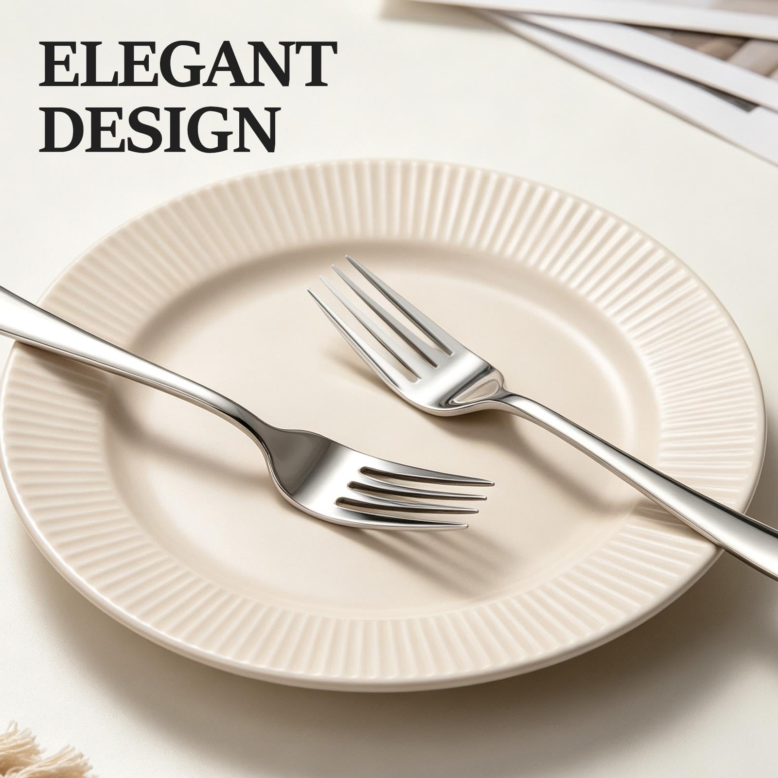 24Pcs Dinner Forks Set- 8.1 Inches Food Grade Stainless Steel Silverware Forks, Mirror Polished & Dishwasher Safe, Use for Home, Kitchen or Restaurant — Amazon image 7