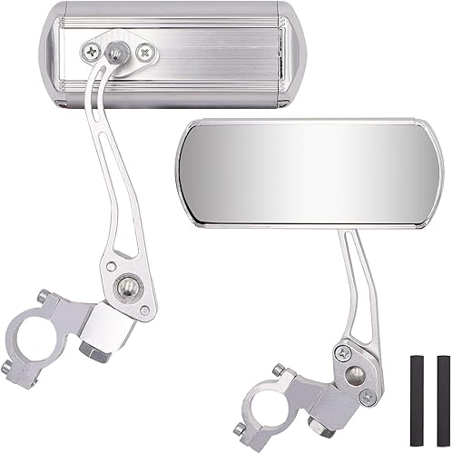 Jeemiter Espejos retrovisores de bicicleta, manillares giratorios ajustables, espejo de cristal con rotación segura de 360 grados, espejo retrovisor
