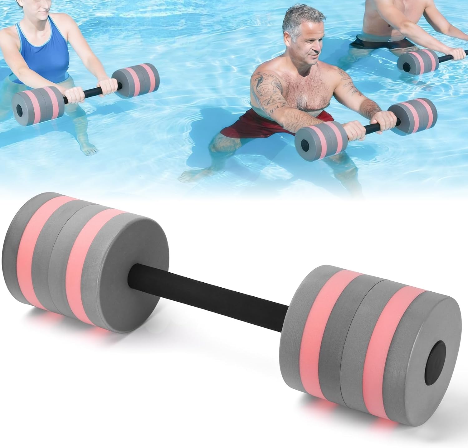 Water Weight for Pool Exercise Dumbbell, Water Aerobics Equipment High Density Aqua Dumbbells Fitness Swim Bar for Weights Loss