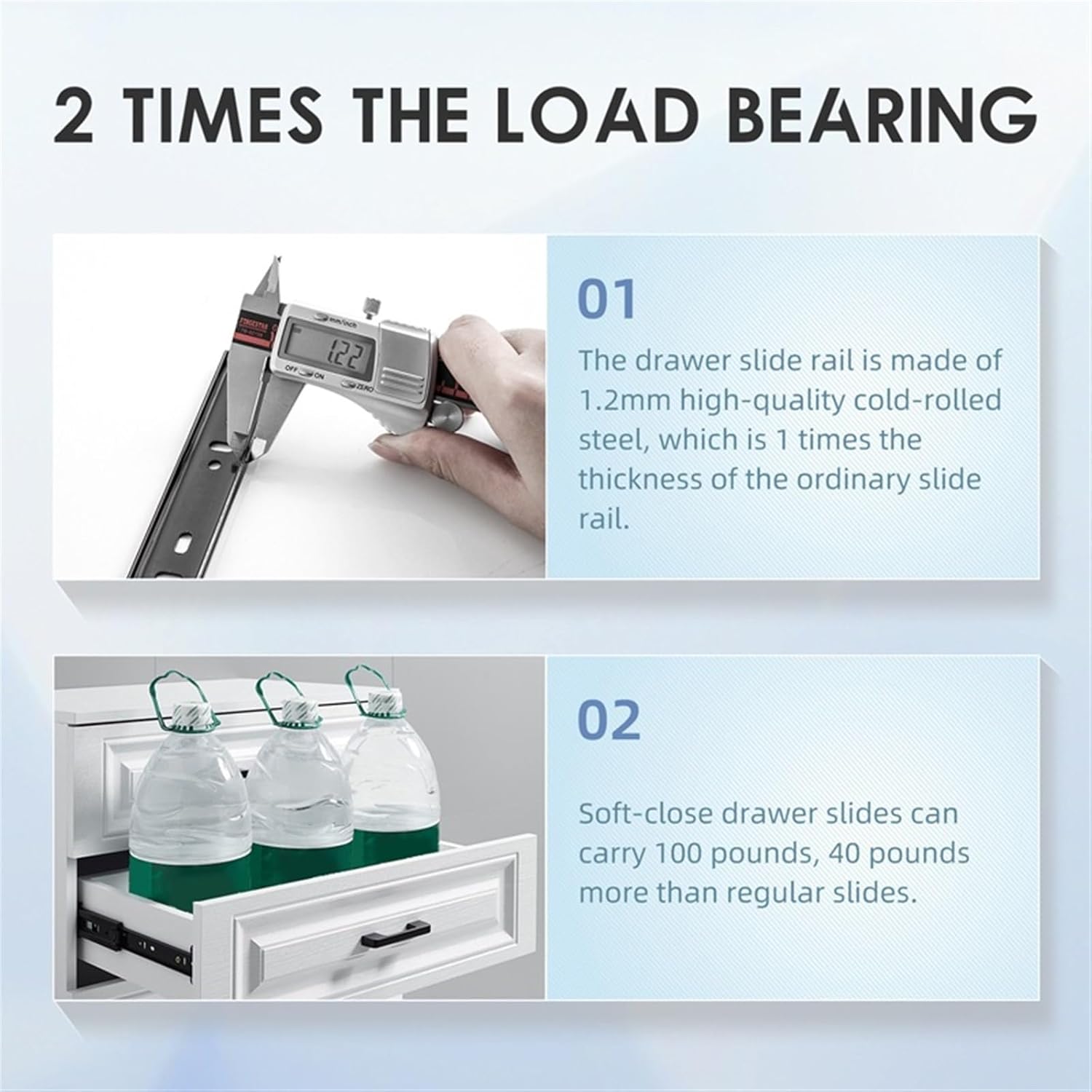 Hardware Full Extension Side Mount Drawer Slides Cold Rolled Steel Drawer Slides 12-20Inch Soft Close 45mm(16inch(400mm))