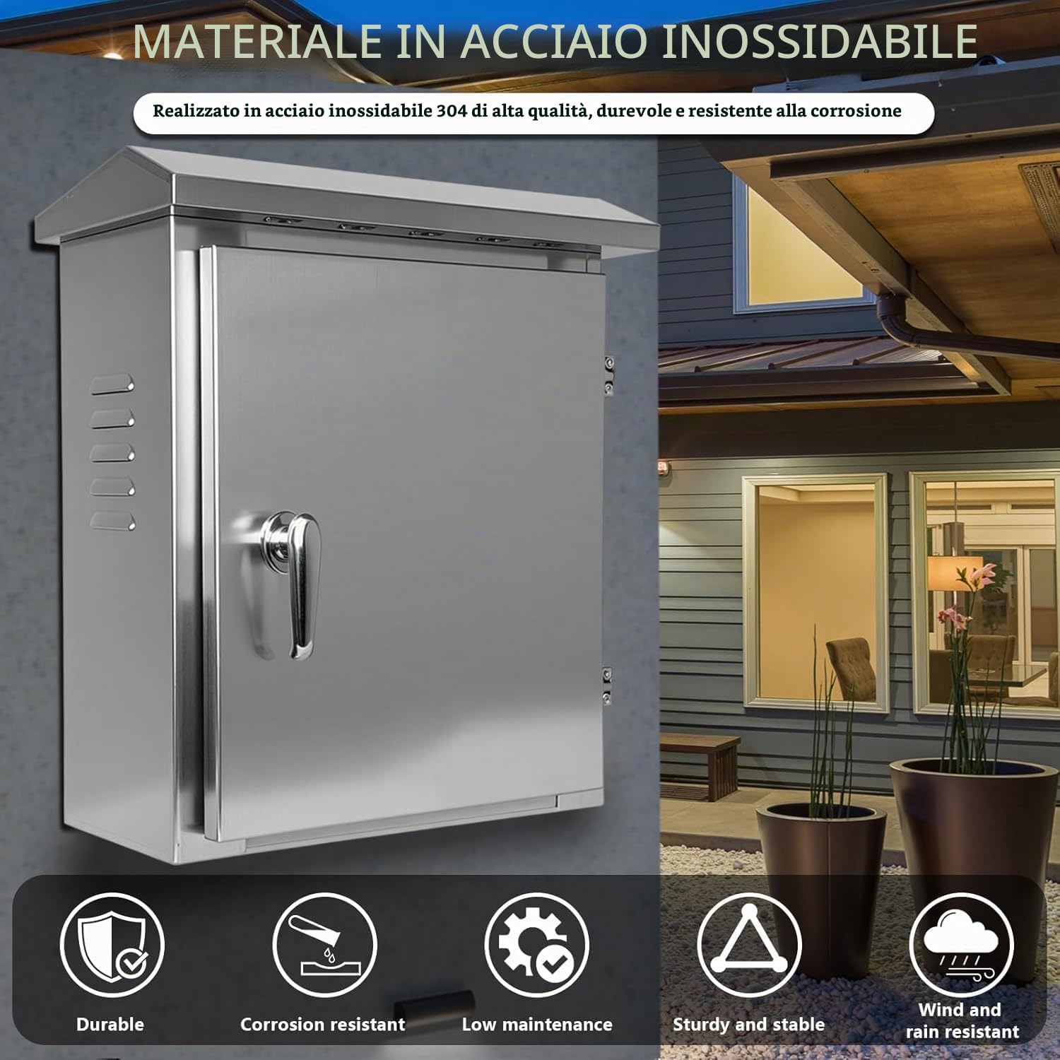 Quadro Elettrico da Esterno, Scatola Stagna Elettrica da Esterno, 40x30x18 cm Cassetta Elettrica Esterna Scatole Elettriche da Muro, Ideale per l'Uso Interno ed Esterno, Inclusa Cassetta Contatore Gas
