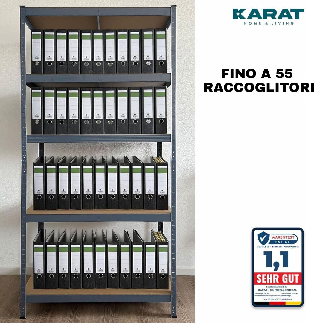 Floordirekt Scaffalatura per carichi pesanti, set da 2, grigio, 200 x 120 x 60 cm, scaffalatura cantina, magazzino, officina, banco da lavoro, 5 ripiani regolabili (Lakota)
