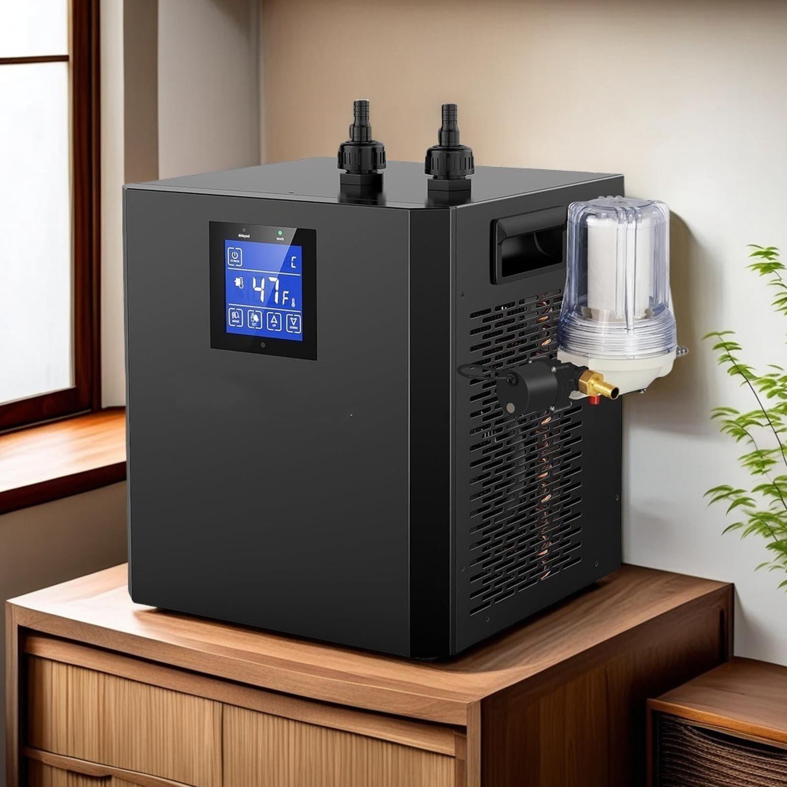1/3 PS Water Chiller Kit für Eisbad, 32-122 ℉ 3 Modi Low Rauschen LCD-Touchscreen-Fernbedienung, Eisbad-Kälte mit Timer, für Zuhause, Hotels oder Freien Im Freien (EU -Stecker