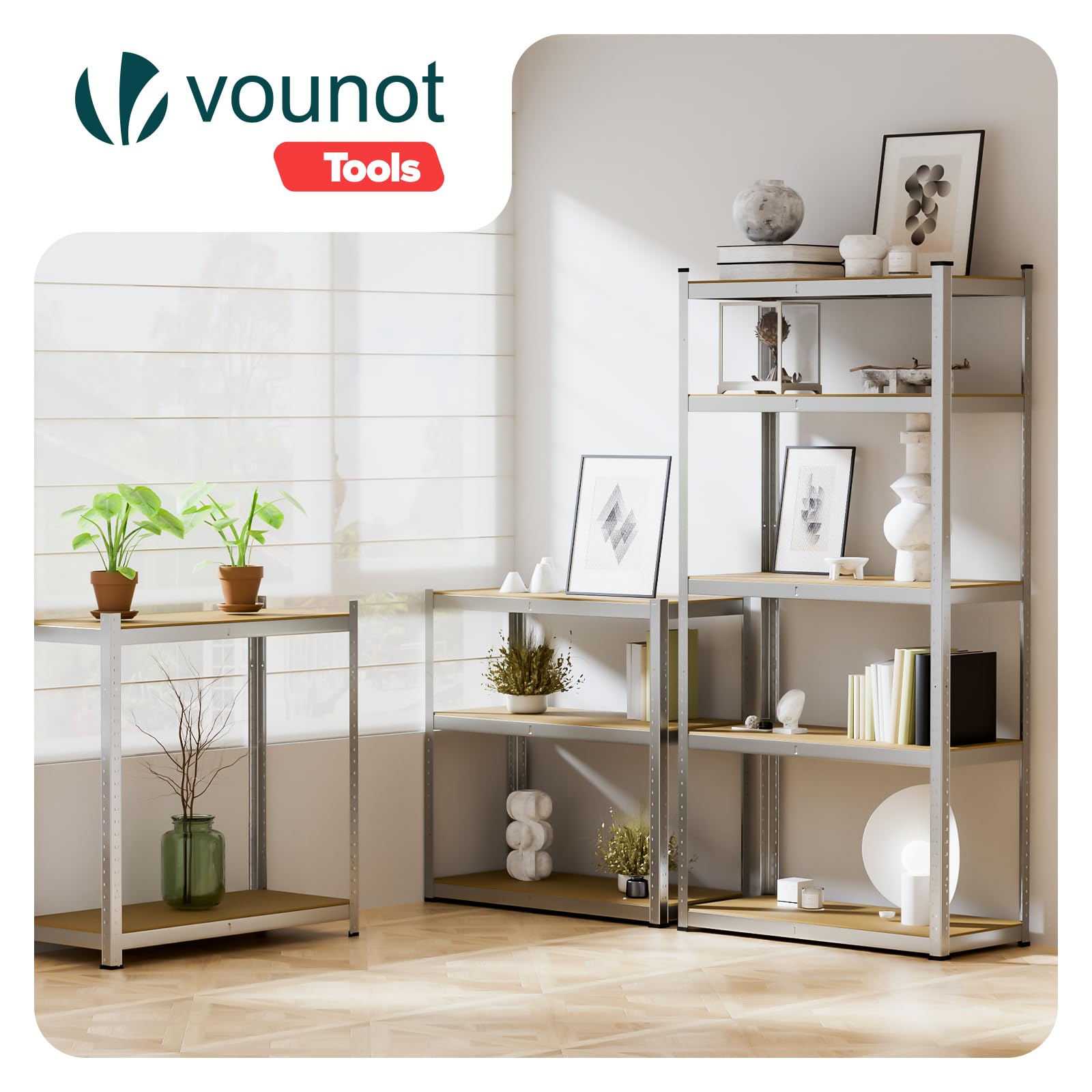 VOUNOT 2 x Estantería Metálica Reforzada 180x90x40 cm, Estante Almacenamiento de 5 Niveles, Estantería Cargas Pesadas, Montaje sin Herramientas, Carga de 1250 kg, para Garaje, Bodega, Trastero