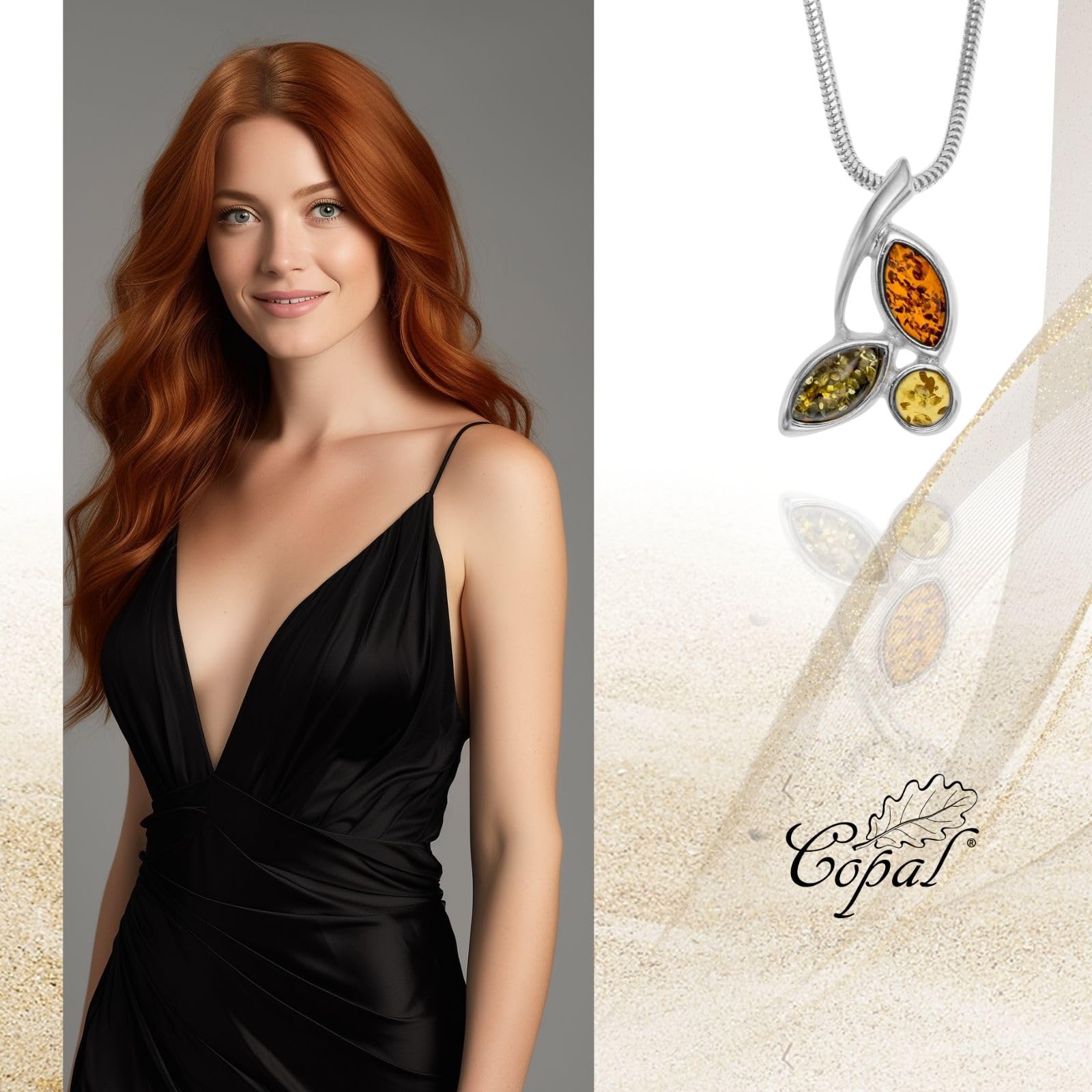 Copal Collana Da Donna Con Ambra Autentica E Argento 925