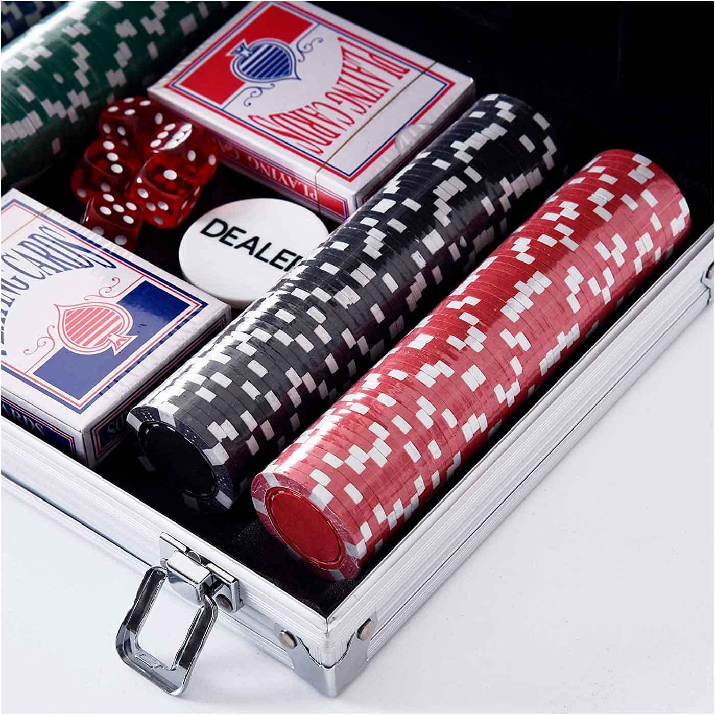 AC - Juego de póker con 200 Piezas - Fichas de 11,5 Gramos, 2 Barajas de Cartas - Incluye maletín de Metal - 23 x 30 x 6,5 cm