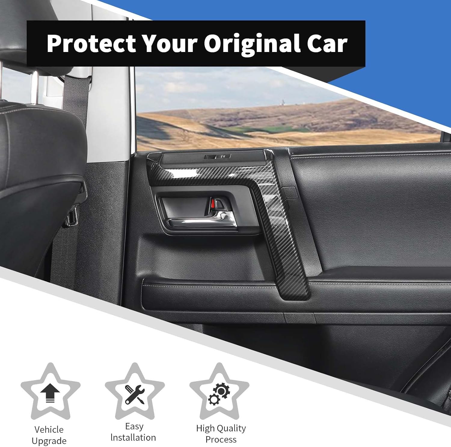 Voodonala for Toyota 4Runner 2010-2019 Center Console Panel Kits Compatible with 4Runner 2010-2019 (Carbon Fiber Black,8Pcs/Set)