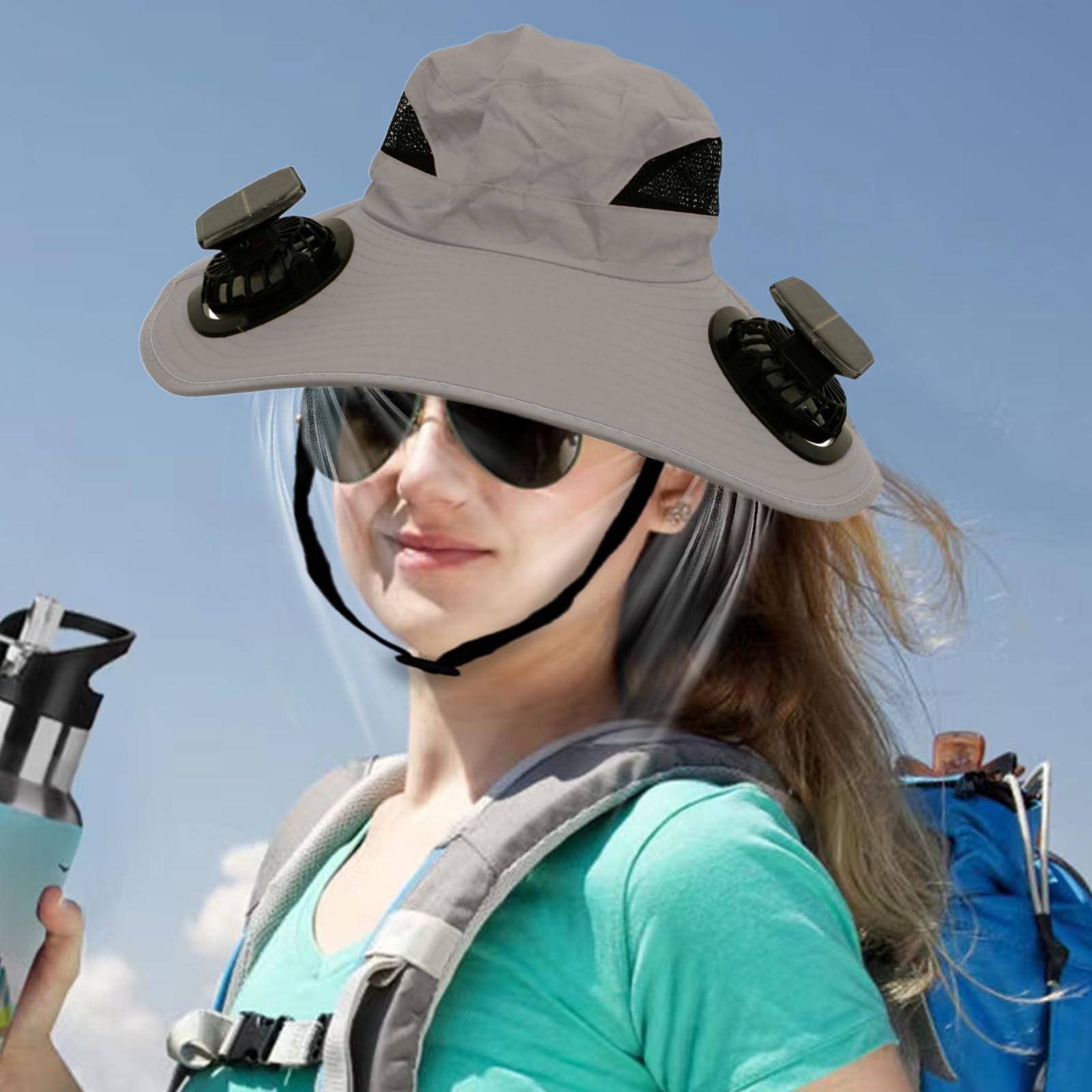 Cappello Ventilatore Solare Cappello da Pesca UPF50 all'Aperto | Protezione Solare Portatile Traspirante Unisex per Viaggi Sport Campeggio Spiaggia Escursioni Attività