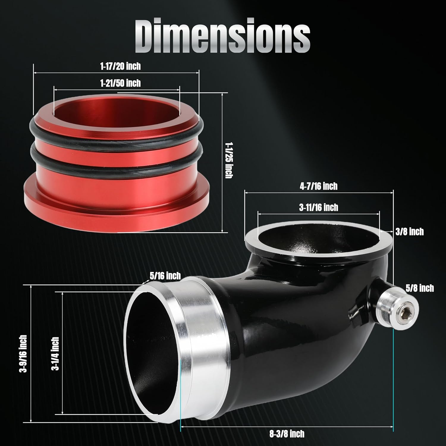 6.6 Turbo Mouthpiece and Resonator Plug Kit, LLY Turbo Mouthpiece for Duramax 6.6L LLY 2004.5-2010, Inlet Manifold Intake Elbow for Chevy Silverado for GMC Sierra Trucks with Billet Resonator Plug Cap