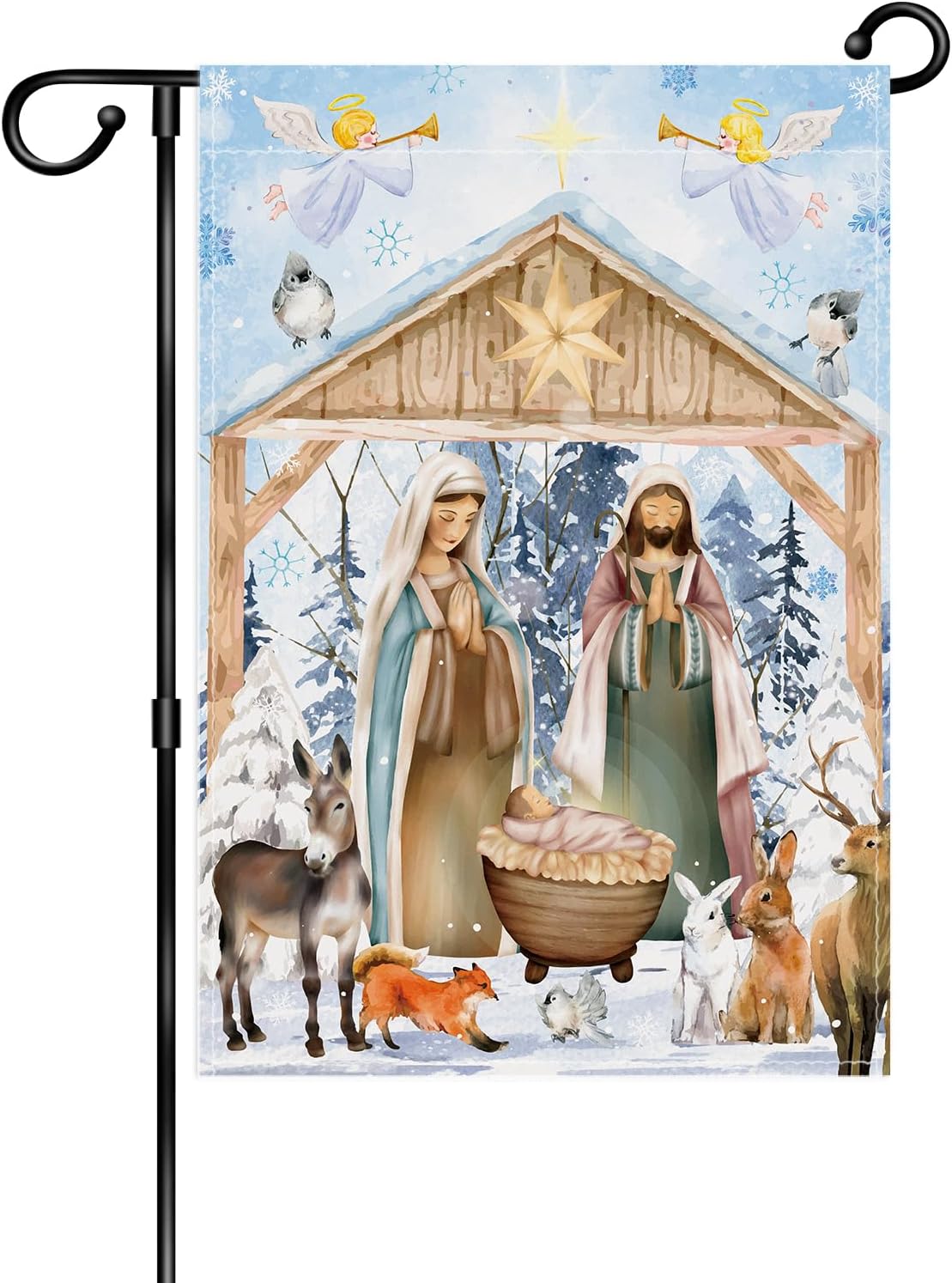 Jesus Nativity Scene Christmas House Flags Holy Family