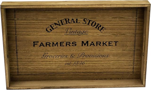 Traditional Wooden Serving Tray with Handles - Large