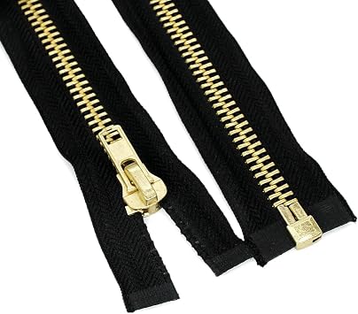 Leekayer #5 26 Inch Metal Zipper Black Gold Separating Zipper for Sewing Crafts Bags Jacket Dress 66cm Brass Zipper for DIY Handmade Repair Clothe,2PCS/Pack