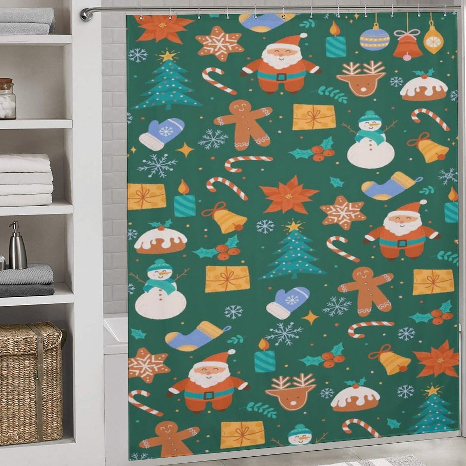 Rideau de douche de Noël pour illuminer votre salle de bains