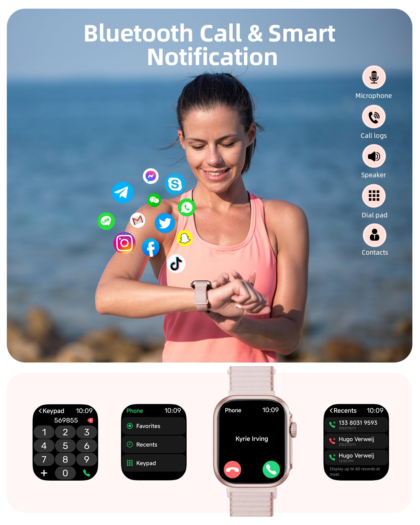 Parsonver Smartwatch Dla Mężczyzn I Kobiet Z Funkcją Telefonu, Zegarek Fitness Z GPS, 3 ATM Wodoodporny Do Pływania, Zegarek Fitness Z Ponad 100 Trybami Sportowymi, Częstotliwość Serca, Monitorowanie
