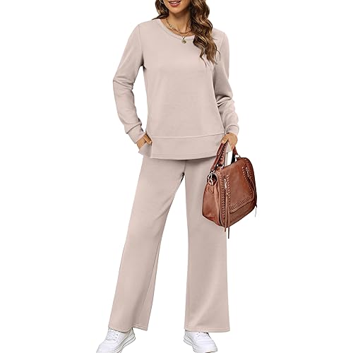 XIEERDUO Women's 2 Piece Lounge Sets Side Slit Outfits Wide Leg Tracksuit Comfy Loungewear Fashion Sweatsuit S-3XL