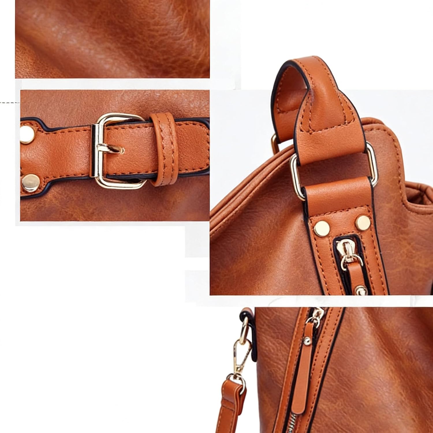 Tote Shoulder Bag PU Leather Purse for Women Retro Handbag Hobo Crossbody Wallet with Adjustable Shoulder Strap