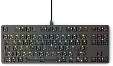 Glorious Custom Gaming Keyboard - GMMK 85% Percent TKL Barebone - USB C Wired Mechanical Keyboard Kit - RGB Hot Swappable Switches & Keycaps - Black Metal Top Plate