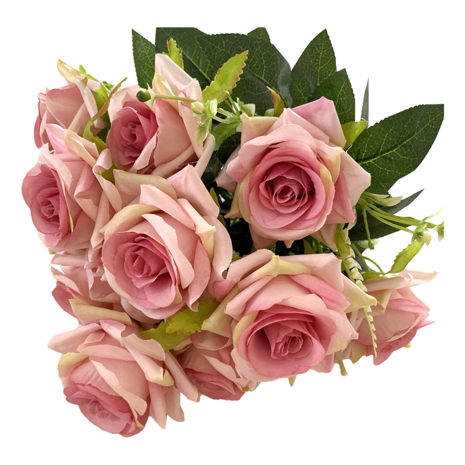 12 Pack Light Pink Roses Artificial Flowers Silk Flowers with Stems Artificial Flower Bouquet for Wedding Table Table Vase Home Kitchen Party Valentine's Day Decoration DIY Decor (Pink)