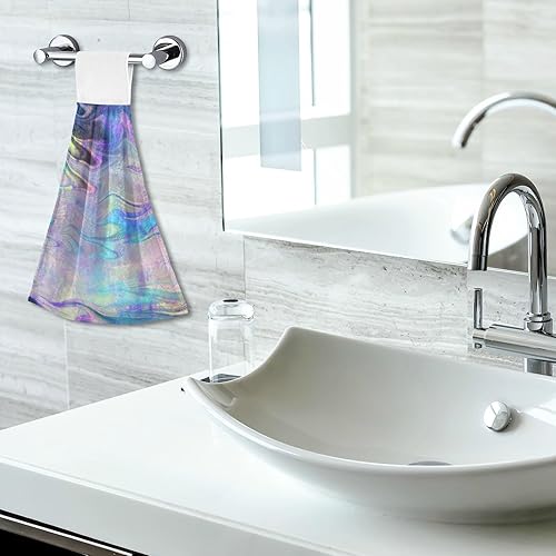 Miniatura 7 de Kigai Toallas colgantes de flores iridiscentes,Toallas de cocina colgantes con cinta mágica,Súper absorbentes,Toallas de lazo colgantes de algodón