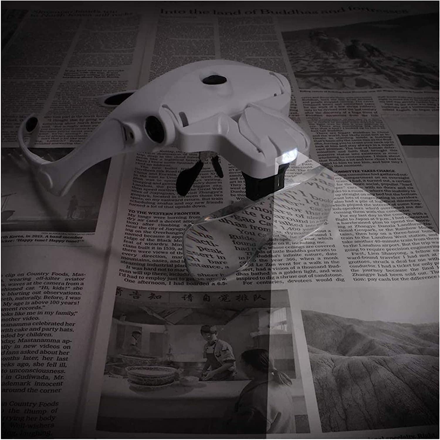 Lámpara de lupa manos libres, lupa con cabeza de cabeza de carga USB con luz LED, joyería, reloj de manualidades, 5 lentes, cuello de cisne flexible, brazo de matrimonio,