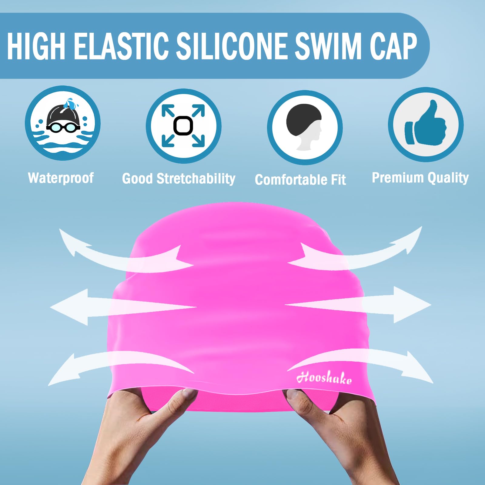Gorro de natación, gorro de natación de silicona adecuado para mujeres y hombres con pelo corto y largo, 1 unidad