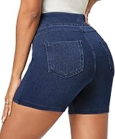 IUGA Women's High Waisted Stretchy Pull-On Jean Shorts Jorts with Pockets - Ultra Comfy Denim Summer Casual 2025