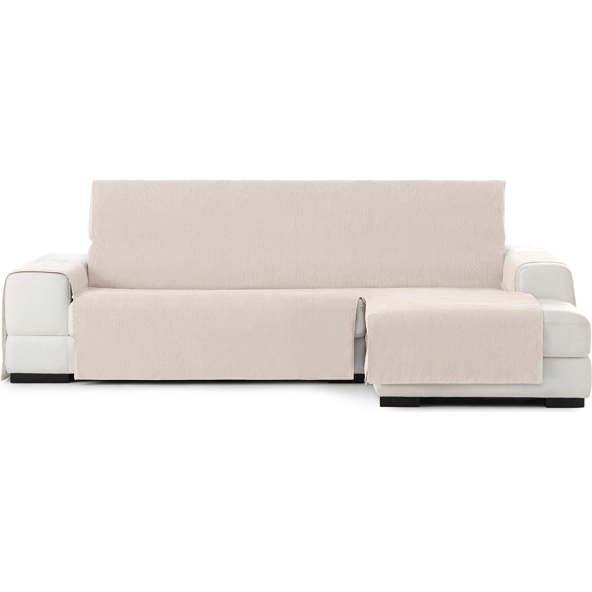 ECOMMERC3 | Funda Sofá Chaiselong Normal Derecha Ajuste Elástico - Funda Sofá Chaiselong Normal Derecha para Respaldo, Asiento y Brazos Color Crudo