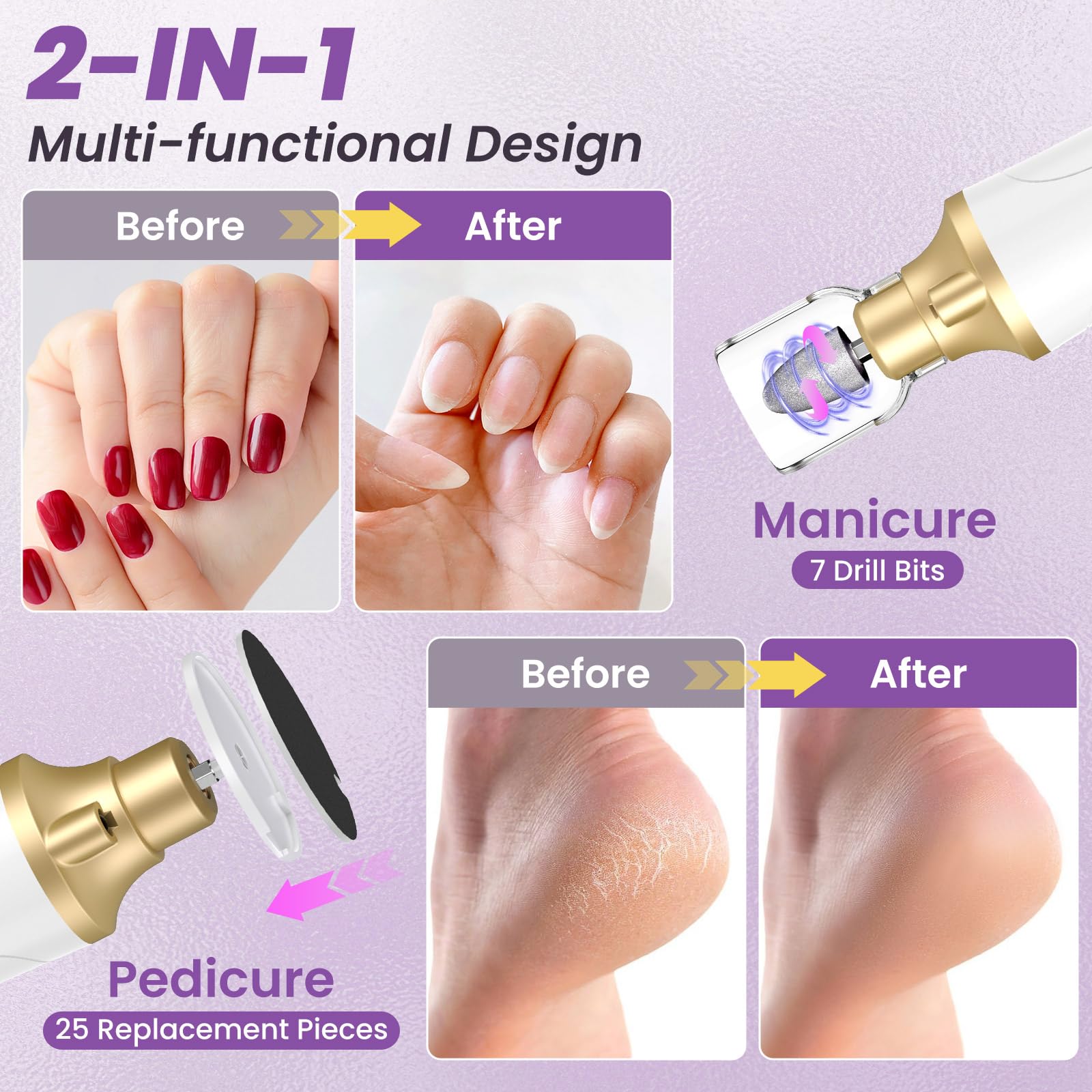 Electric Nail File, Cordless Nail Drill Machine 15 Speeds - Image 2