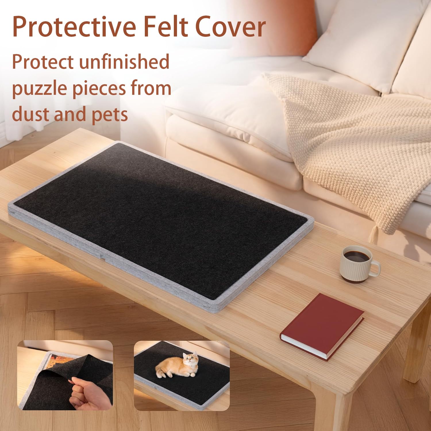 Mesa De Rompecabezas Plegable,Tablero De Rompecabezas De Fieltro Liviano,Mesa De Rompecabezas Inclinable,Superficie Antideslizante,Ahorrar Espacio,para El Hogar