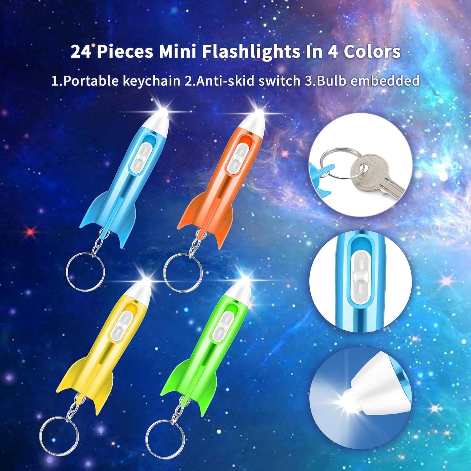 Helicopter Flashlight Keychain Rocket LED Flashlight for kids Space Party Favors Helicopter Key Ring Astronaut Party Favors（24 Pcs） image 3 of 7 B0BNPH1ZGZ