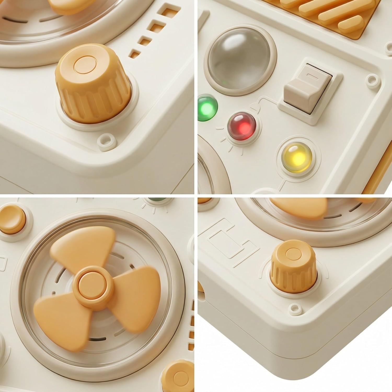 Activity Panel for Seniors with Rotating Fan, Toggle Switches, LED Lights, Textured Knobs, and Soft Grip Handle, Wooden Fidget Board, 12 x 9 x 2.5 Inches, Gift for Mom and Dad
