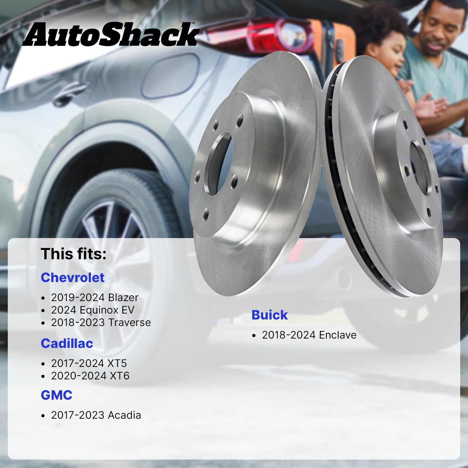 AutoShack Rear Vented Brake Rotors 2-PC Set Replacement for 2017-2023 GMC Acadia 2018-2025 Chevrolet Traverse 2017-2025 Cadillac XT5 2019-2025 Chevrolet Blazer 2018-2025 Buick Enclave 12.4" (315 mm)
