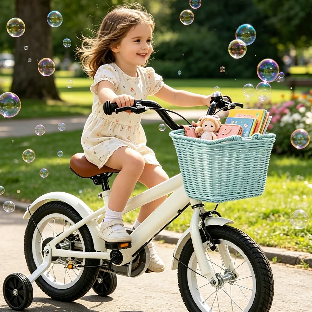Cestino in vimini per bicicletta, intrecciato a mano, in vimini, 15 x 25 x 18 cm, con cinghie regolabili in pelle vegana, resistente cestino per bicicletta da città, shopping e picnic