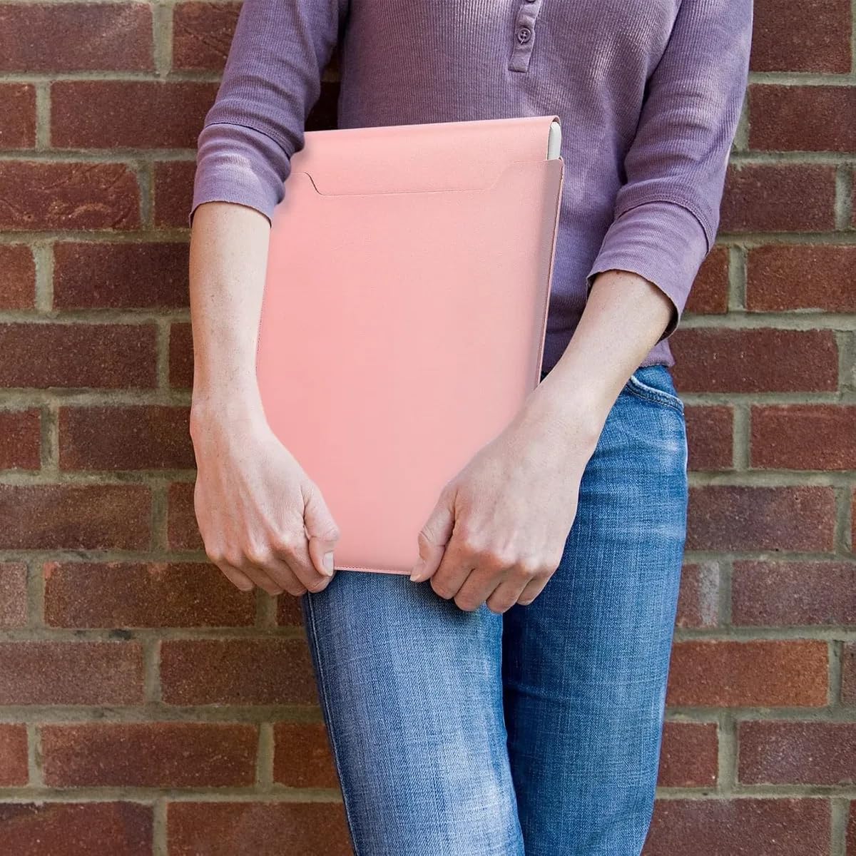 Capa Protetora para Notebook 14 Polegadas, Preta, Couro Sintético, Resistente a Água, com Mousepad Integrado, para Uso Profissional (Rosa)
