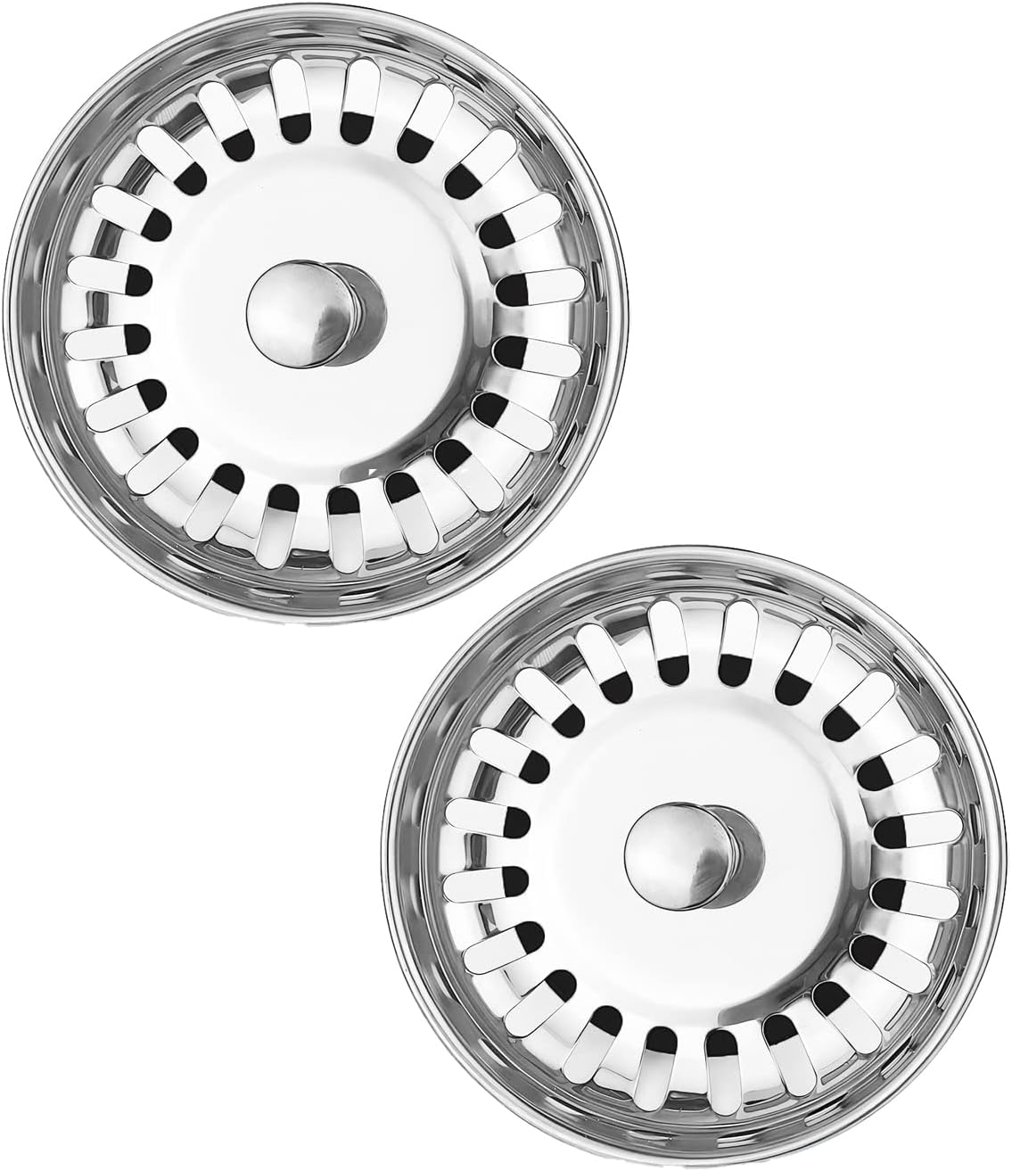 2 Units Kitchen Stainless Steel Sink Strainer Waste Drain Stopper Waste