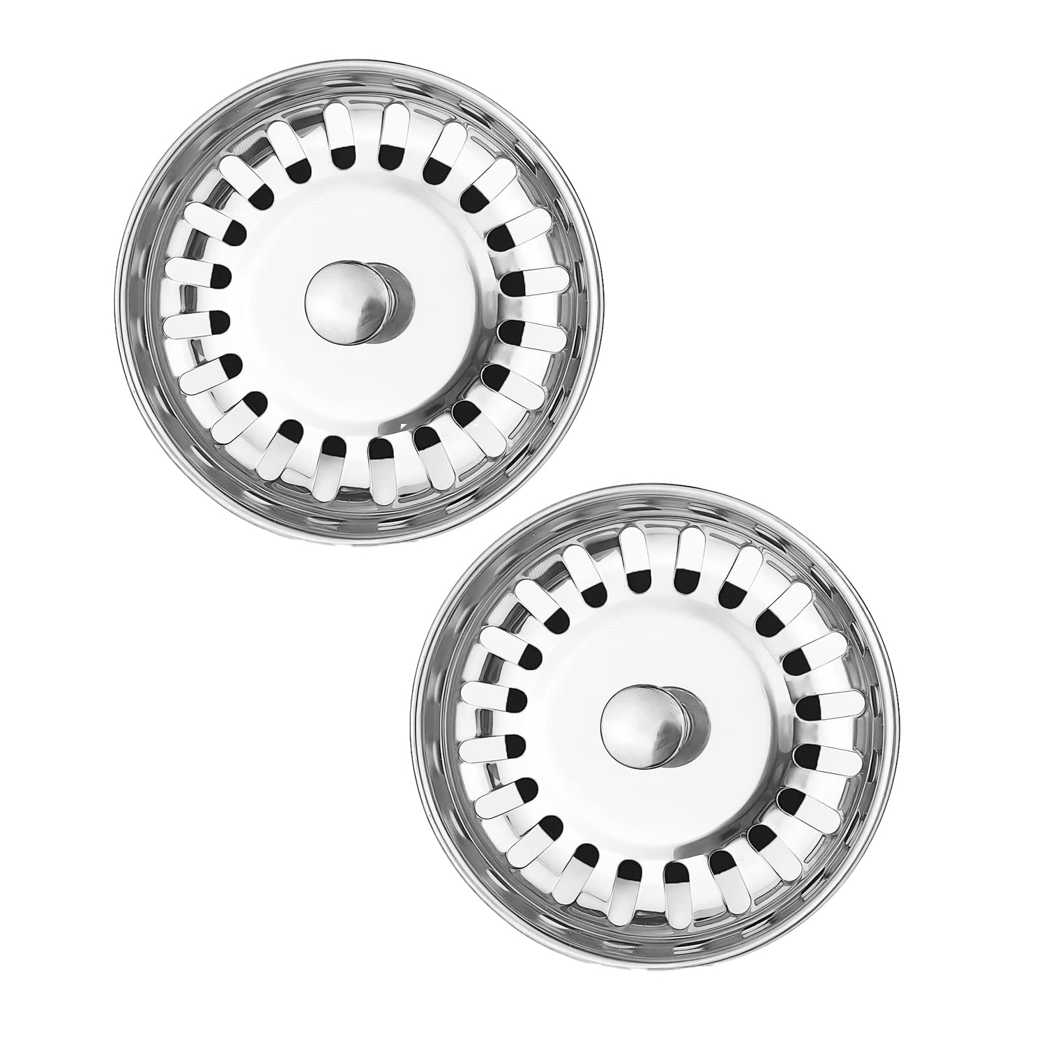 Qrity 2 Units Kitchen Stainless Steel Sink Strainer Waste Drain Stopper Waste Plug