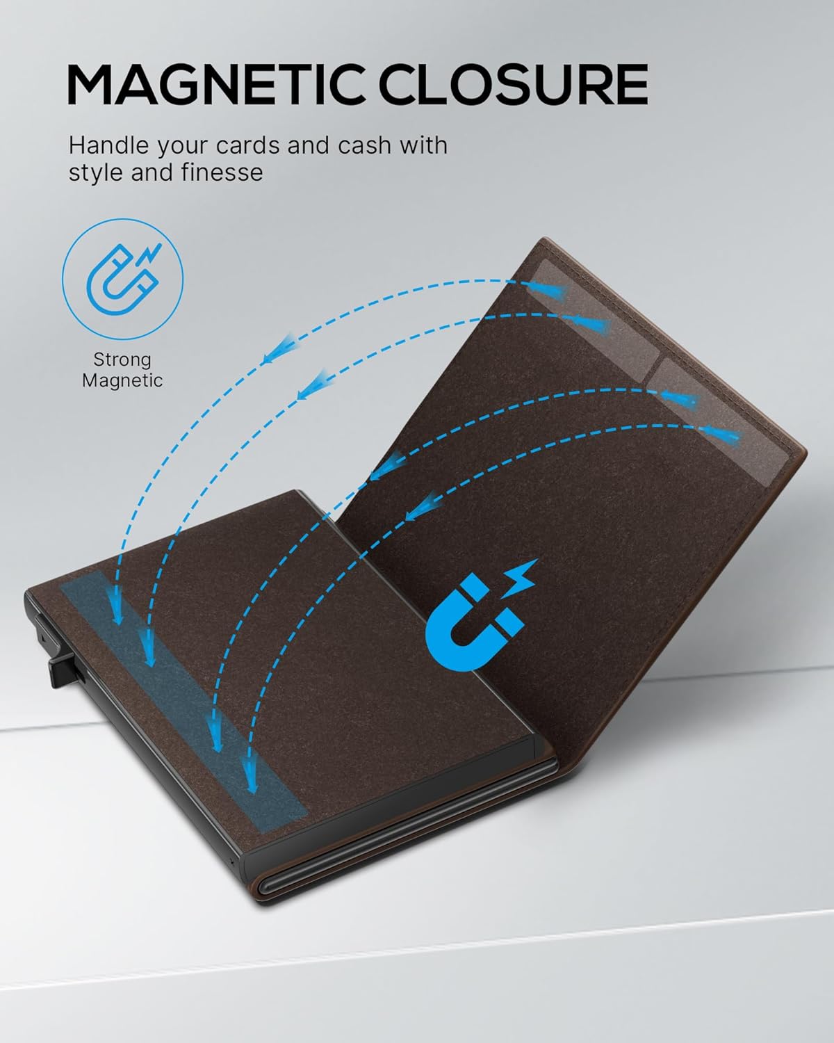 Mens Wallet with AirTag Holder: Smart Wallet Compatible with Apple AirTag, Pop Up Card Case, Top Grain Leather, RFID Blocking, Slim, Minimalist, 9-14 Card Capacity | ID Window | Cash Slot (Brown) - Image 9