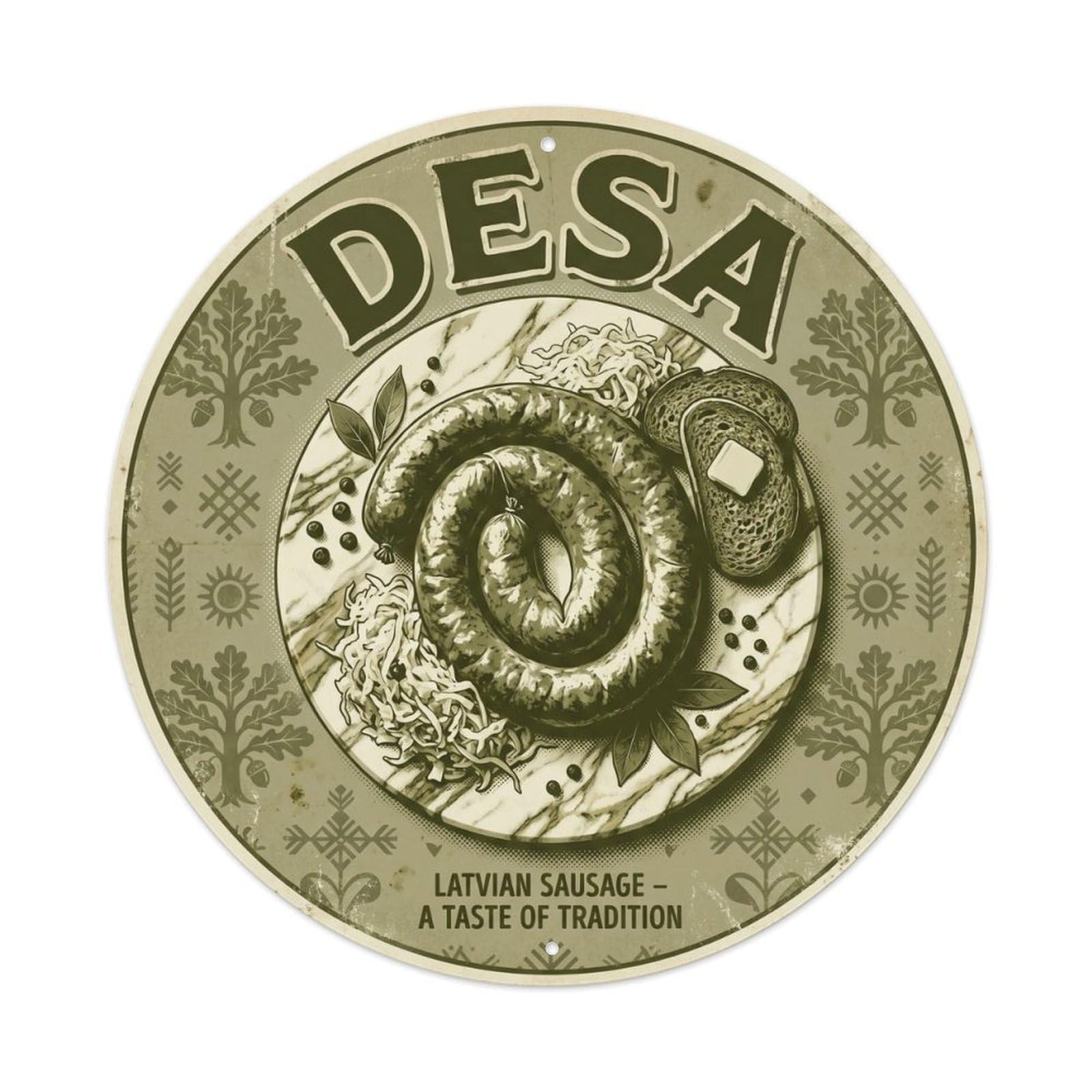 Latvian Desa Regional Culinary Heritage Vintage Metal Tin Sign