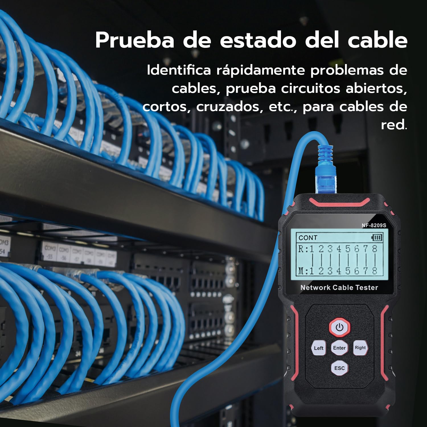 Mcbazel Probador de Cable con POE, Detector de Cable con Pantalla LCD, Rastreador de Cable Avanzado, Probador de Cable de Red NVC para CAT5 y CAT6
